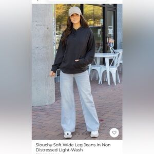 Grace & Lace Slouchy Soft Wide Leg Jeans Non Distressed Light Wash Sz 16